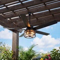 52" Weatherproof Outdoor Ceiling Fan with 4 E12 Base, Plug-in Caged Patio Fan, 6-Speed Remote & App Control, Reversible DC Motor, Matte Black