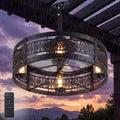 20" Matte Black Outdoor Ceiling Fan with Lights, Plug-in Gazebo Fan with Remote Control