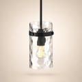 Clear Wavy Glass Pendant Light with Matte Black Finish