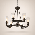 Modern Gunmetal Gray 6-Light Chandelierwith Clear Fluted Glass